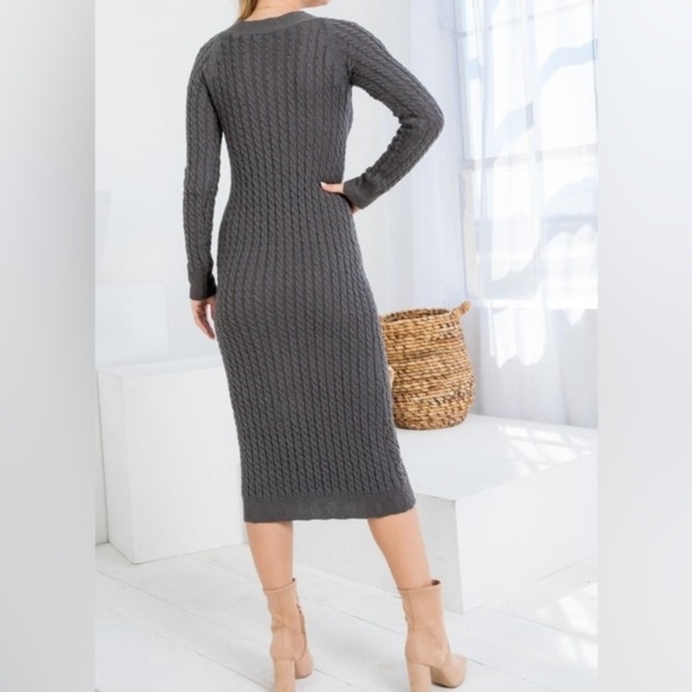 Cable‎ Ribbed Sweater Dress - Picture 4 of 5